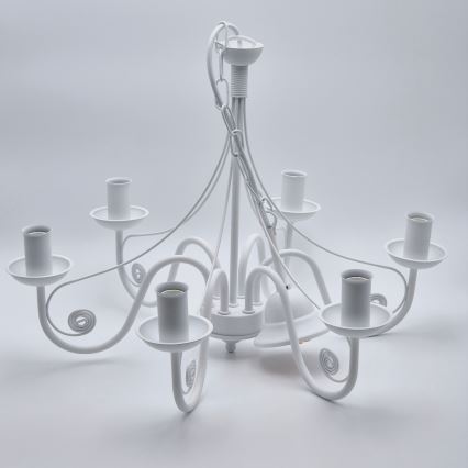 Ljuskrona på kedja DONATO 6xE14/40W/230V vit