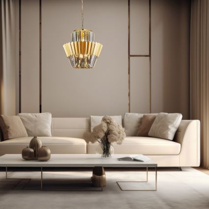 Ljuskrona på kedja DONNA 9xE14/40W/230V diameter 45 cm guld