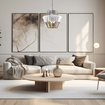 Ljuskrona på kedja DONNA 9xE14/40W/230V diameter 45 cm matt krom
