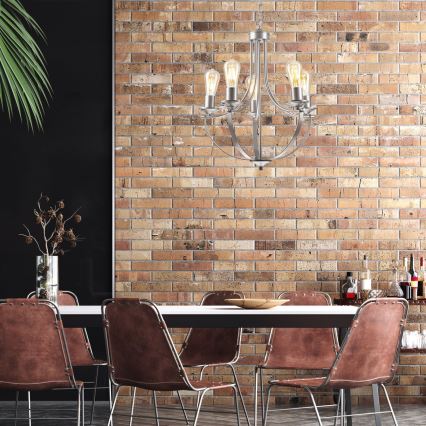 Ljuskrona på kedja GINA 5xE27/60W/230V matt krom