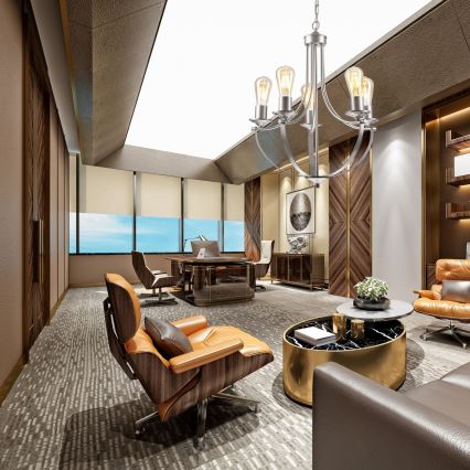 Ljuskrona på kedja GINA 5xE27/60W/230V matt krom