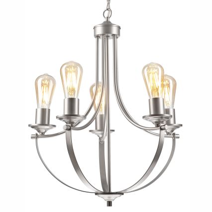 Ljuskrona på kedja GINA 5xE27/60W/230V matt krom