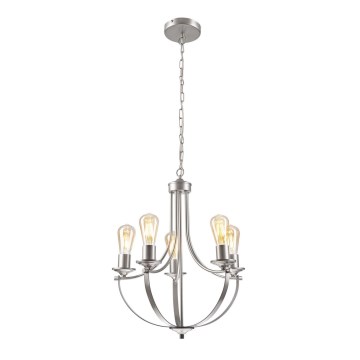 Ljuskrona på kedja GINA 5xE27/60W/230V matt krom