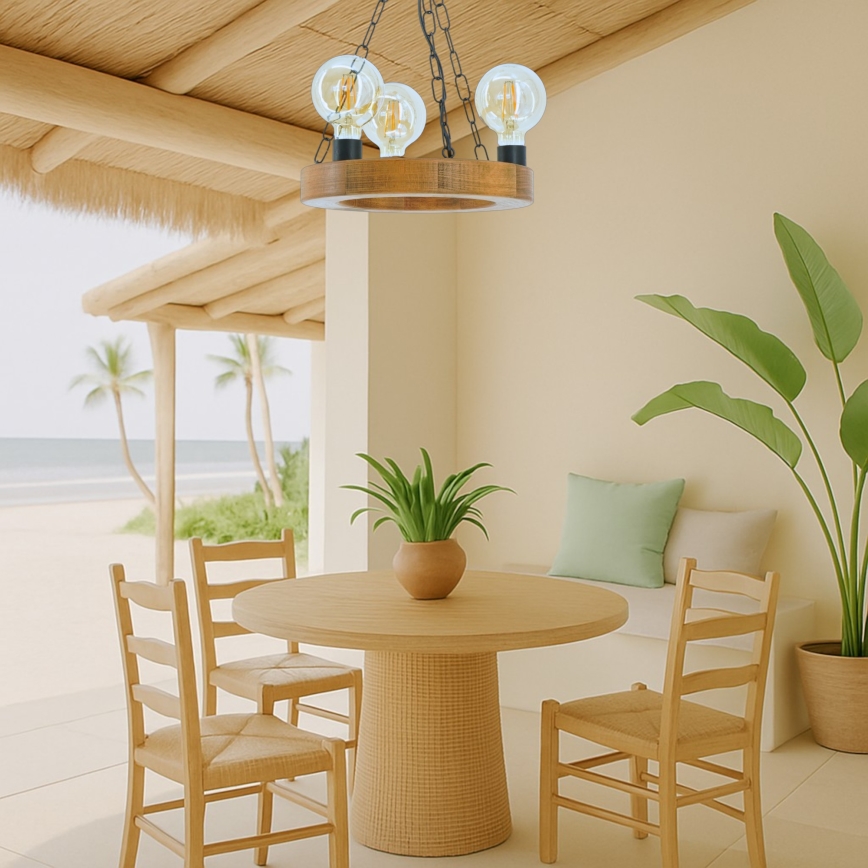 Ljuskrona på kedja IOS 3xE27/60W/230V diameter 30 cm bok