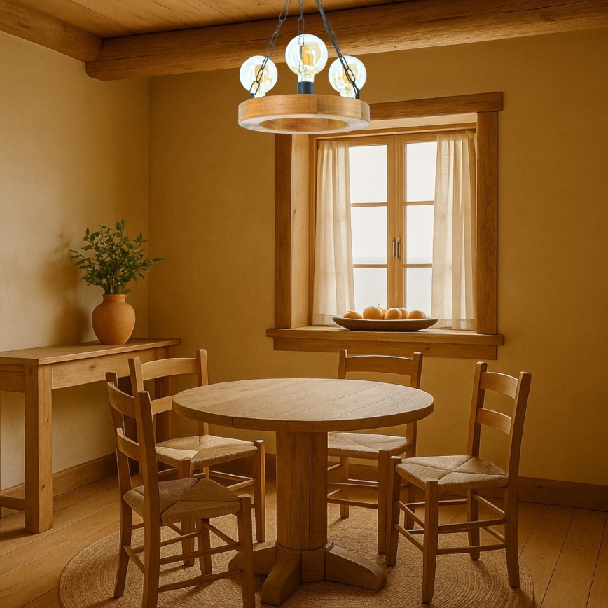 Ljuskrona på kedja IOS 3xE27/60W/230V diameter 30 cm bok