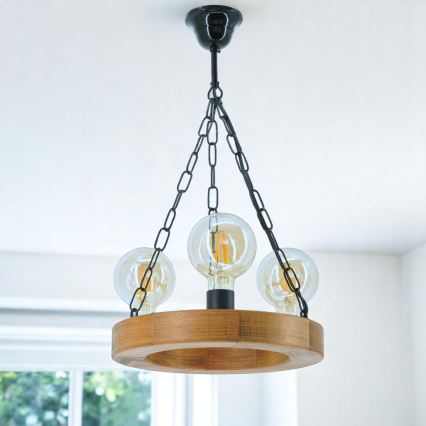 Ljuskrona på kedja IOS 3xE27/60W/230V diameter 30 cm bok