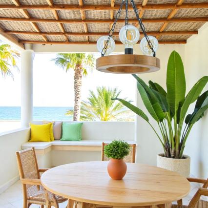 Ljuskrona på kedja IOS 3xE27/60W/230V diameter 30 cm bok