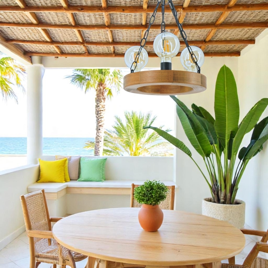 Ljuskrona på kedja IOS 3xE27/60W/230V diameter 30 cm bok