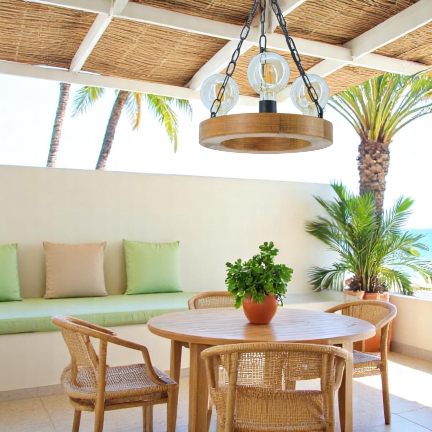 Ljuskrona på kedja IOS 3xE27/60W/230V diameter 30 cm bok