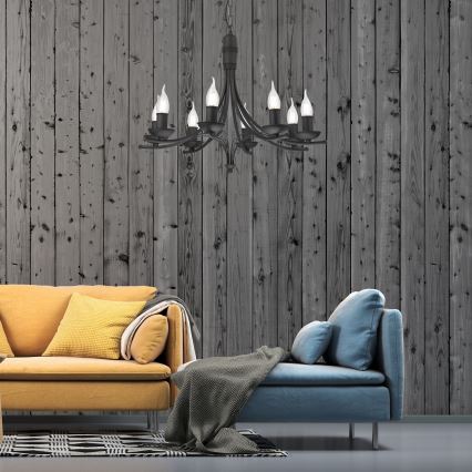 Ljuskrona på kedja LUCY 8xE14/60W/230V svart