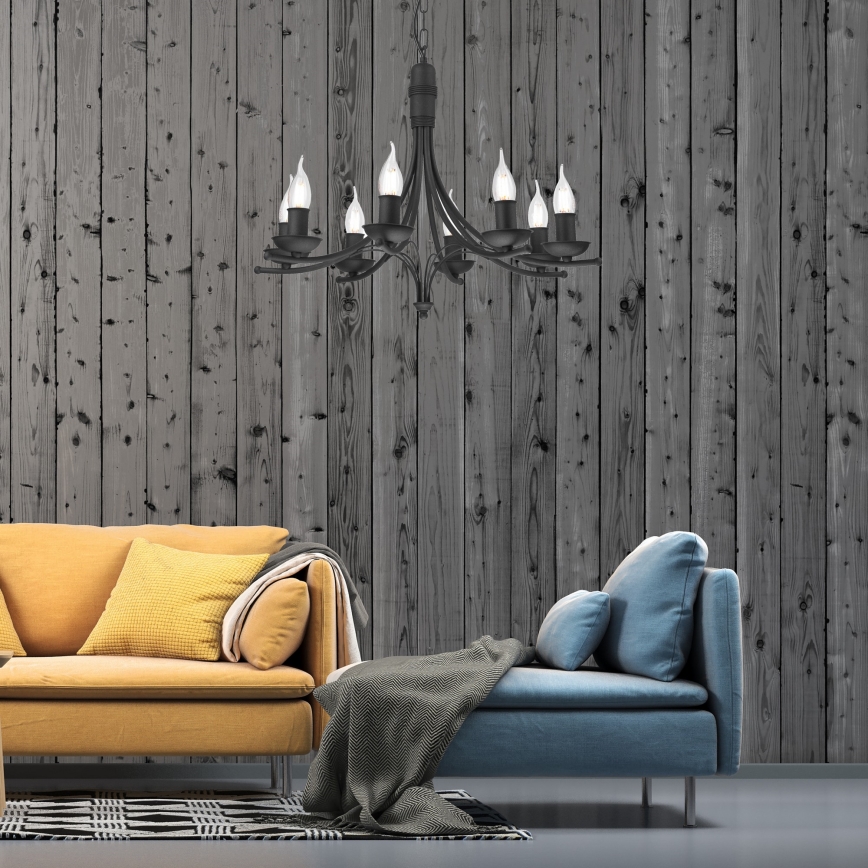 Ljuskrona på kedja LUCY 8xE14/60W/230V svart