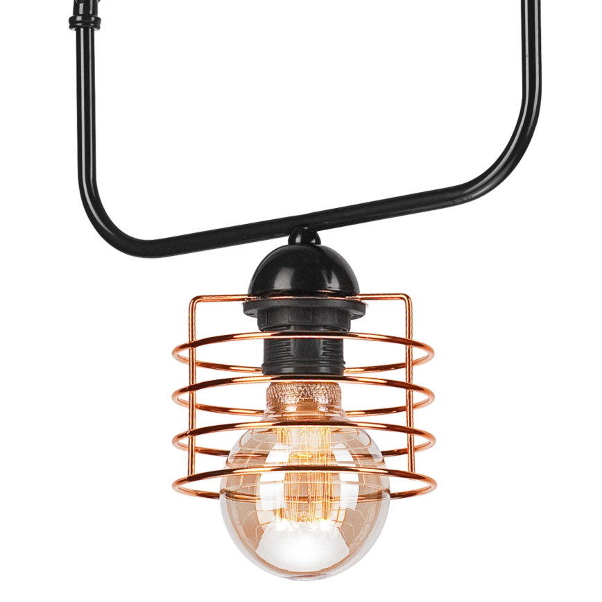 Ljuskrona på kedja MORGAN 1xE27/60W/230V svart/koppar