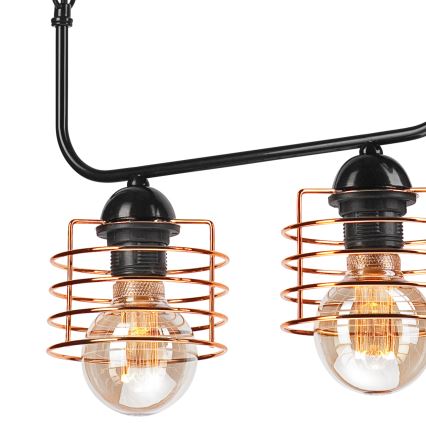 Ljuskrona på kedja MORGAN 3xE27/60W/230V svart/koppar