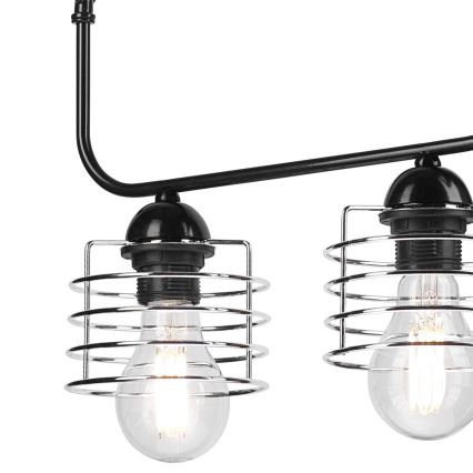 Ljuskrona på kedja MORGAN 3xE27/60W/230V svart/krom