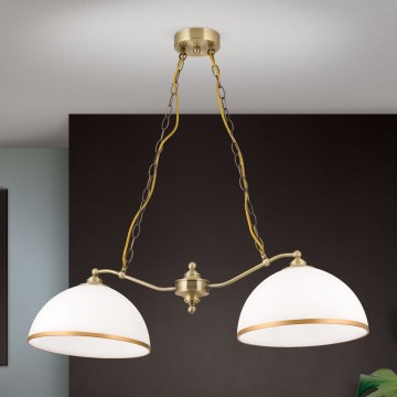 Ljuskrona på kedja OLD LAMP 2xE27/40W/230V vit/mässing