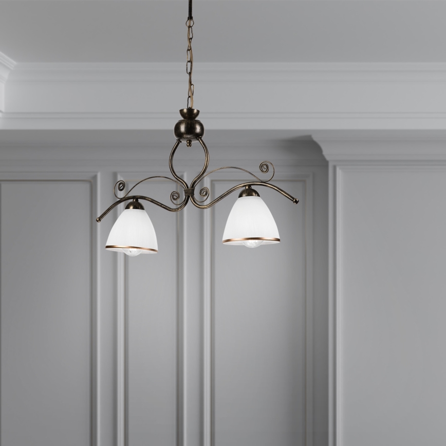 Ljuskrona på kedja RETRO 2xE27/60W/230V brons/patina