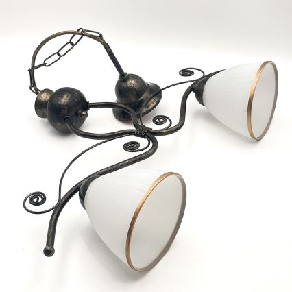 Ljuskrona på kedja RETRO 2xE27/60W/230V brons/patina