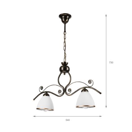 Ljuskrona på kedja RETRO 2xE27/60W/230V brons/patina