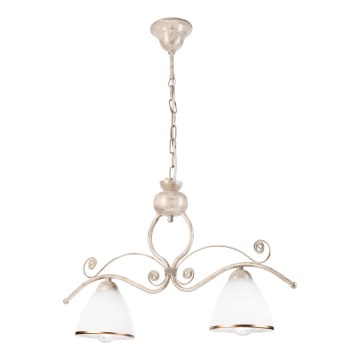 Ljuskrona på kedja RETRO 2xE27/60W/230V guld/patina