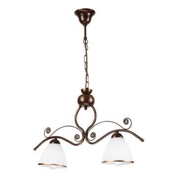 Ljuskrona på kedja RETRO 2xE27/60W/230V koppar/patina