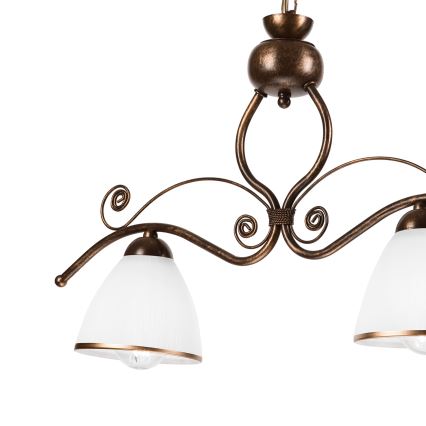 Ljuskrona på kedja RETRO 2xE27/60W/230V koppar/patina