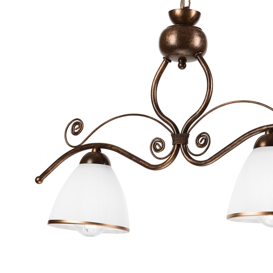 Ljuskrona på kedja RETRO 2xE27/60W/230V koppar/patina