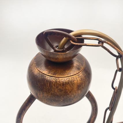 Ljuskrona på kedja RETRO 2xE27/60W/230V koppar/patina