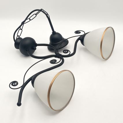 Ljuskrona på kedja RETRO 2xE27/60W/230V matt svart