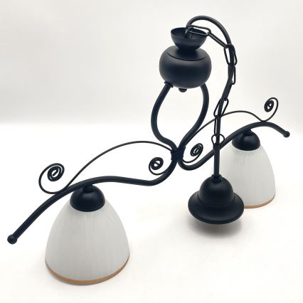 Ljuskrona på kedja RETRO 2xE27/60W/230V matt svart