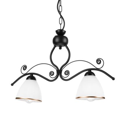 Ljuskrona på kedja RETRO 2xE27/60W/230V matt svart