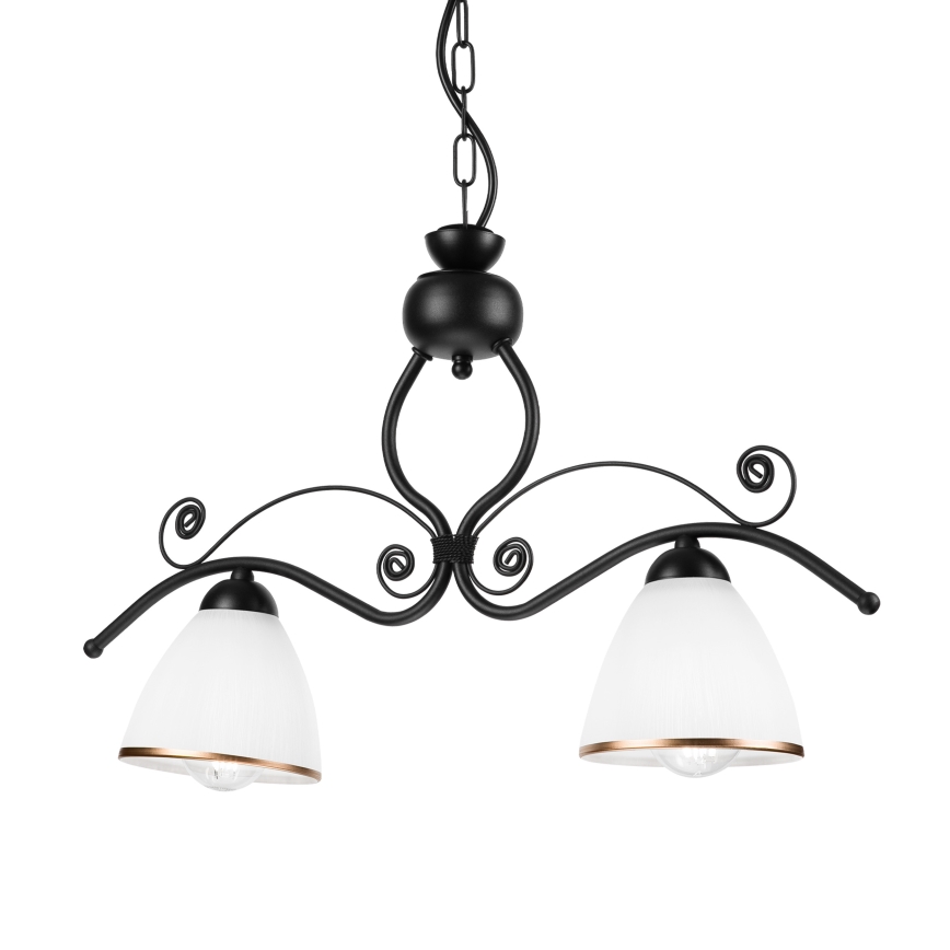 Ljuskrona på kedja RETRO 2xE27/60W/230V matt svart