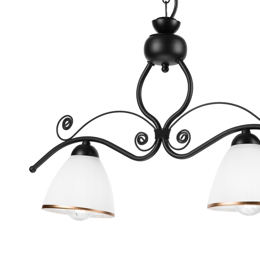 Ljuskrona på kedja RETRO 2xE27/60W/230V matt svart