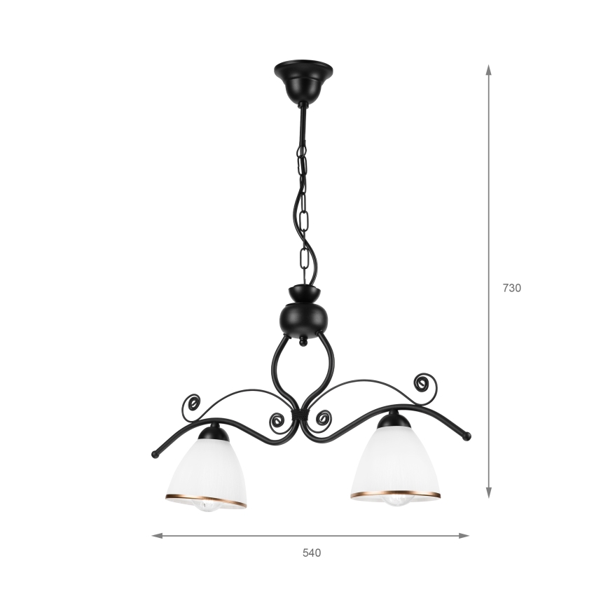 Ljuskrona på kedja RETRO 2xE27/60W/230V matt svart