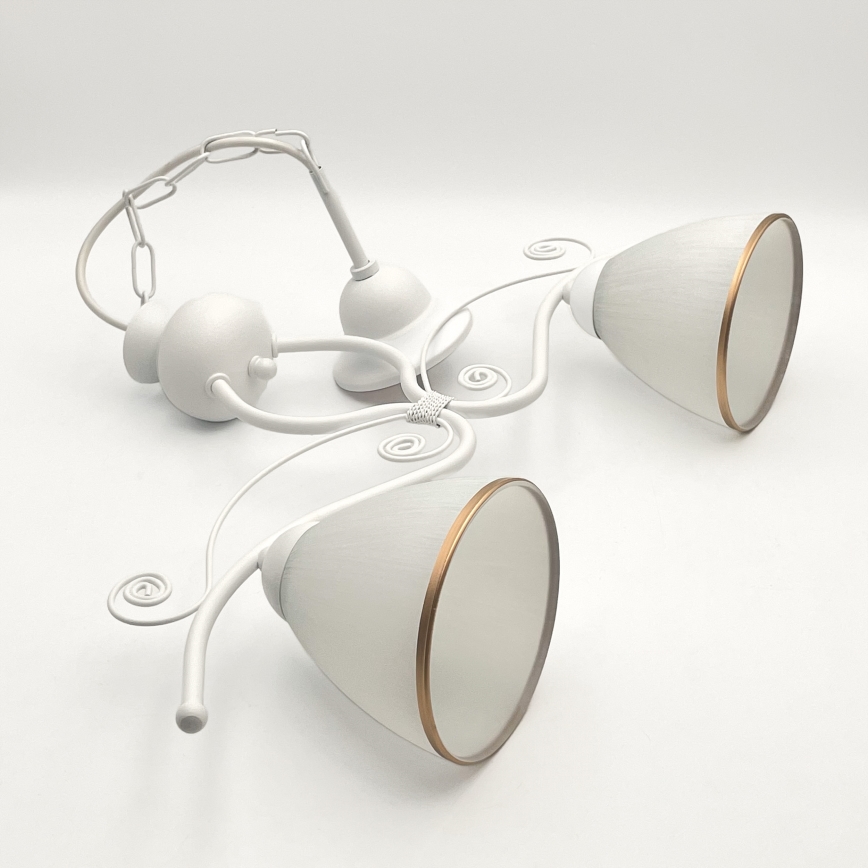 Ljuskrona på kedja RETRO 2xE27/60W/230V matt vit