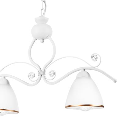 Ljuskrona på kedja RETRO 2xE27/60W/230V matt vit