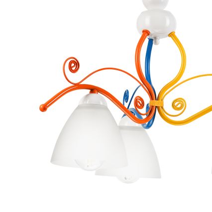 Ljuskrona på kedja RETRO 3xE27/60W/230V vit/färgrik