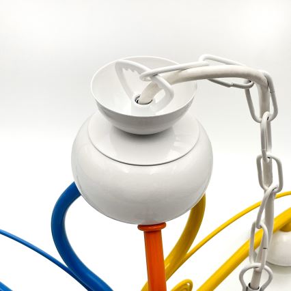 Ljuskrona på kedja RETRO 3xE27/60W/230V vit/färgrik