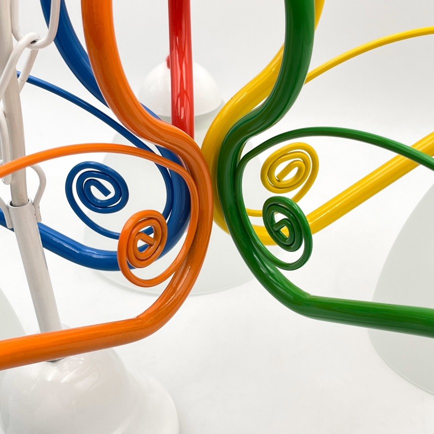 Ljuskrona på kedja RETRO 5xE27/60W/230V vit/färgrik