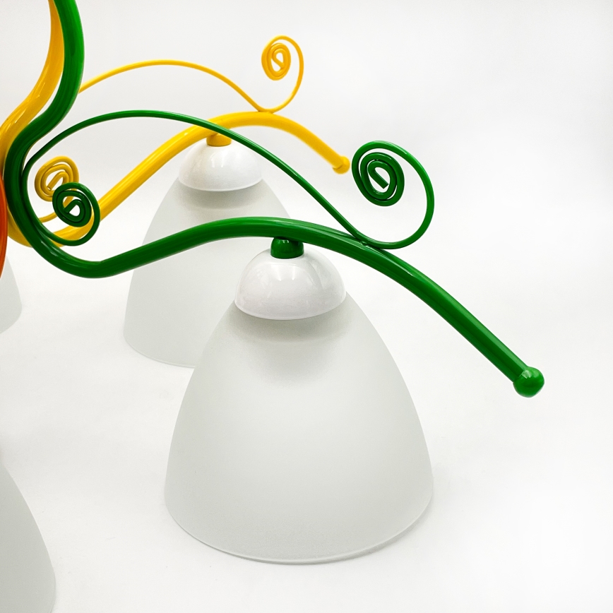 Ljuskrona på kedja RETRO 5xE27/60W/230V vit/färgrik