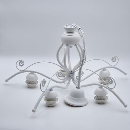 Ljuskrona på kedja RETRO II 5xE27/60W/230V vit