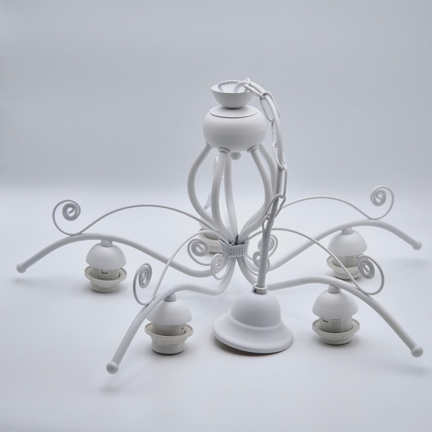 Ljuskrona på kedja RETRO II 5xE27/60W/230V vit