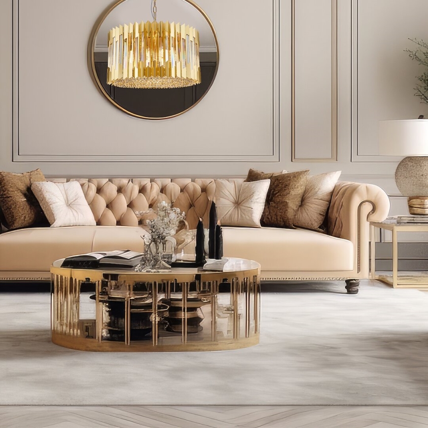 Ljuskrona på kedja RITZ 12xE14/40W/230V diameter 54 cm guld