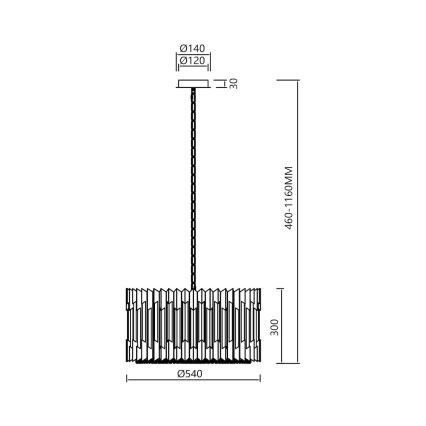 Ljuskrona på kedja RITZ 12xE14/40W/230V diameter 54 cm guld