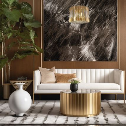 Ljuskrona på kedja RITZ 7xE14/40W/230V diameter 42 cm guld