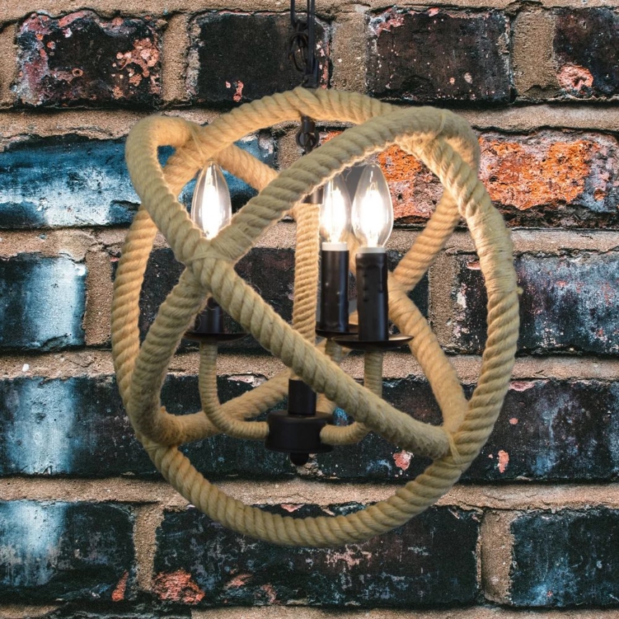 Ljuskrona på kedja ROPE GLOBO 3xE14/10W/230V