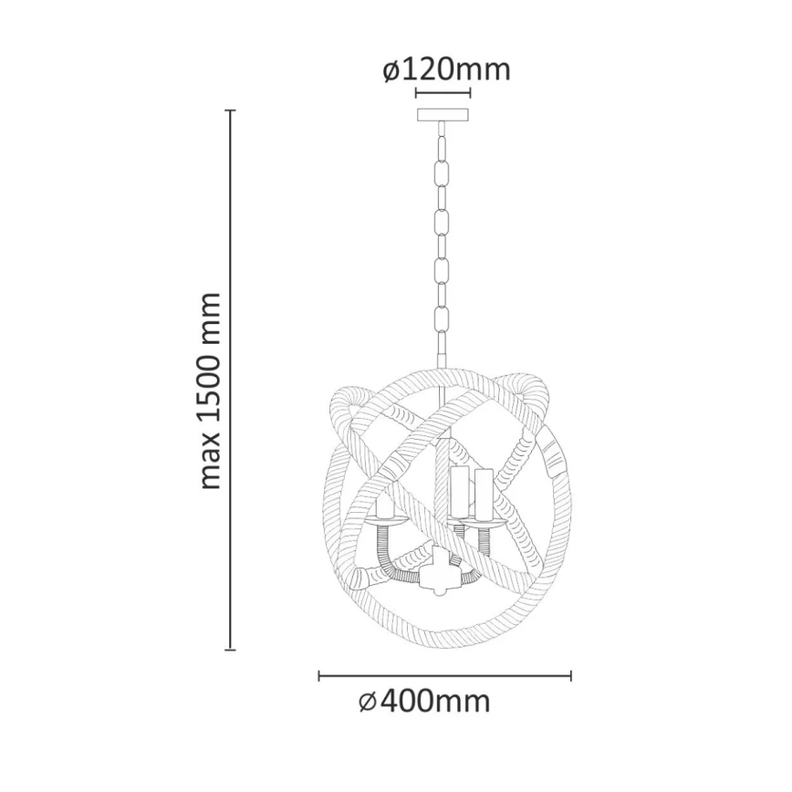 Ljuskrona på kedja ROPE GLOBO 3xE14/10W/230V