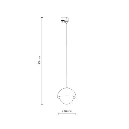 Ljuskrona med textilsladd för 1-fas skensystem BONO 1xG9/8W/230V svart