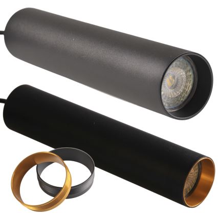 Ljuskrona på rem för skensystem MARIBEL 3xGU10/10W/230V + 1 m skena system svart