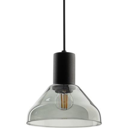 Ljuskrona med textilsladd för 1-fas skensystem NEO 1xE27/15W/230V svart/rökig svart