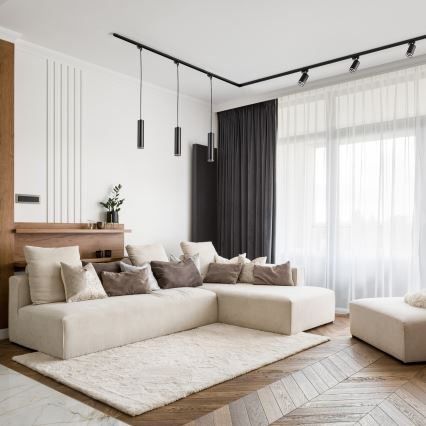 Ljuskrona på rem för skensystem PARIS 3xGU10/10W/230V + 1 m skena system svart